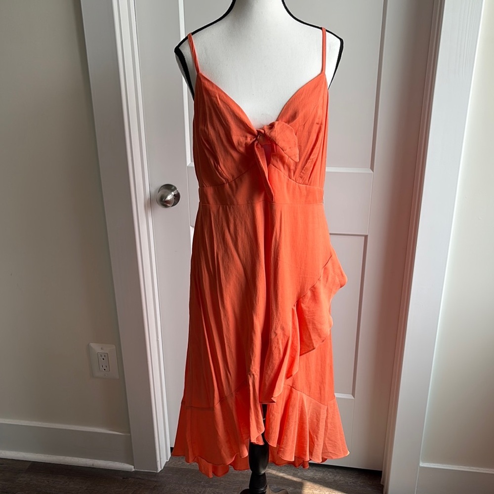 Forever 21 Orange Asymmetrical Ruffle Sundress